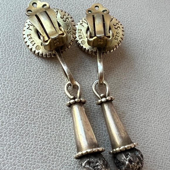 VINTAGE MMA METROPOLITAN MUSEUM 1993 AMETHYST CABOCHON DROP DANGLE EARRINGS 925S - Picture 13 of 16